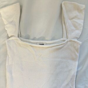 Garage White Ribbed Women's Top